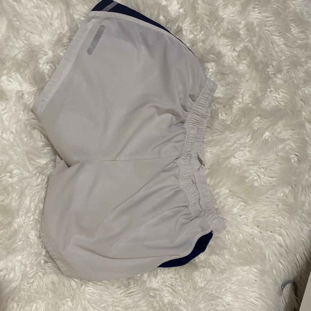 White and navy athletic shorts